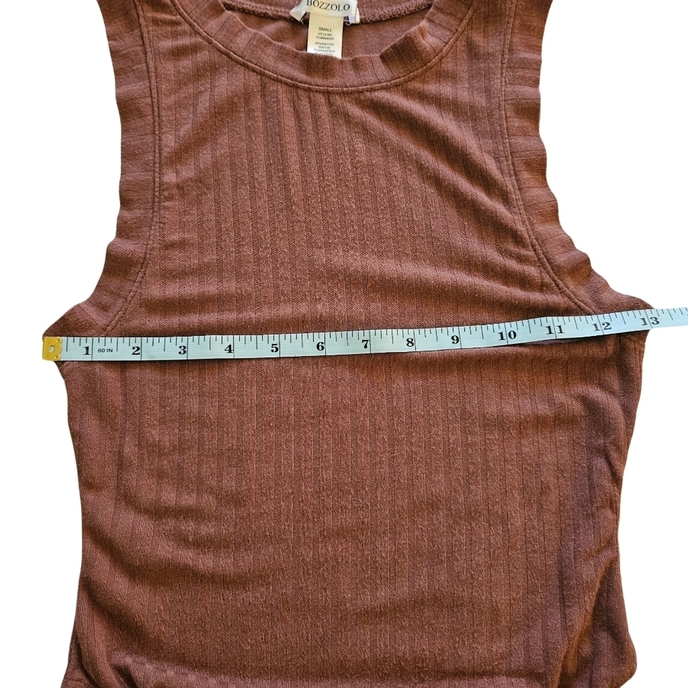 Bozzolo Women's Ribbed Sleevless Bodysuit,Burnt Orange, Small - Picture 8 of 12